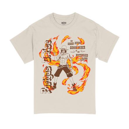 One Piece Ace Flames Double Sided Unisex Short Sleeve Graphic T-Shirt Exclusivité Games Zone